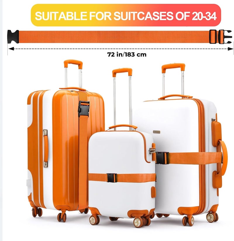 collwait Luggage Straps for Suitcases TSA Approved, Travel Belt Suitcase Belt, Suitcase Straps TSA Approved, Luggage Belt Strap TSA Approved, Travel Straps for Luggage, Luggage Band Bag Straps, Orange - Image 3